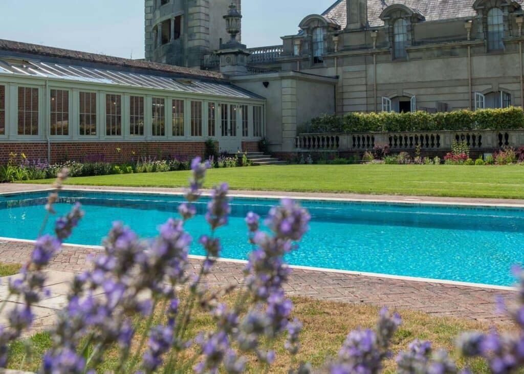 Cliveden House outdoor swimming pool, perfect for families with kids looking for an escape from London and a luxury hotel with swimming pool